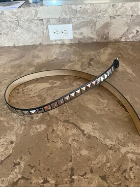 Studded Black Leather Women’s Belt